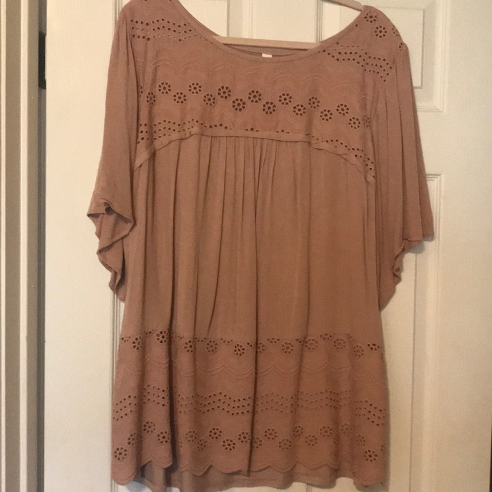 Beautiful Mauve Eyelet Blouse